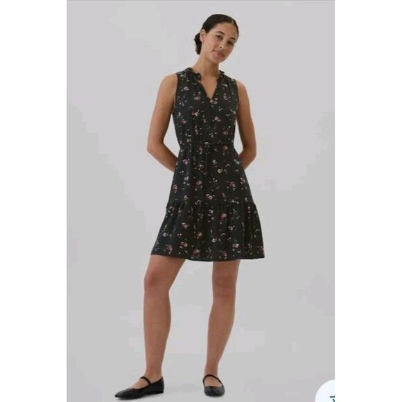 Gap women's Split Neck Floral Tie Waist Dress cottagecore preppy XXL - Picture 1 of 7